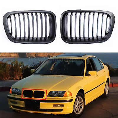 Matte Black Kidney Grill Grille For BMW E46 320i 323i 325i 328i 330i 1998-2001 • $25.05