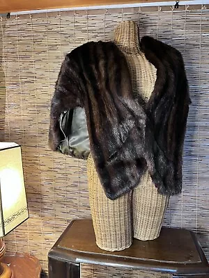 VTG Mink Fur Stole Shrug Wrap Satin Lining - W/ Pockets -Needs Repair • $70