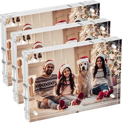 3 Pack Acrylic Photo Picture Frame Magnetic 4x6 Clear Double Sided 4x6“ • $17.09