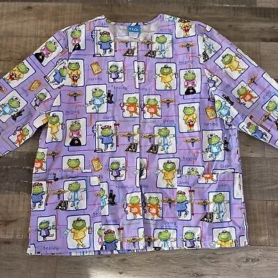 Scrub H.Q Frogs Pattern Long Sleeve Sz L • $14.44