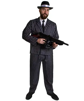 £28.99 • Buy Mens  Gangster Costume Hat Spiv Moustache And Tommy Gun 1920's Fancy Dress