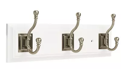 Franklin Brass 15 7/8  Architectural 3 Hook Rail White W/ Satin Nickel Hooks • $25