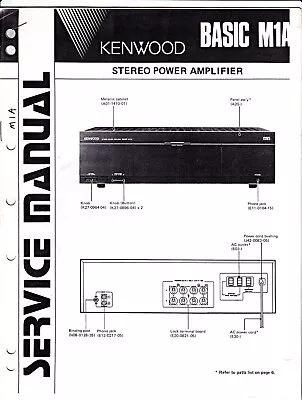 Vintage Photocopy Kenwood Basic M1A Stereo Power Amplifier Service Manual • $15