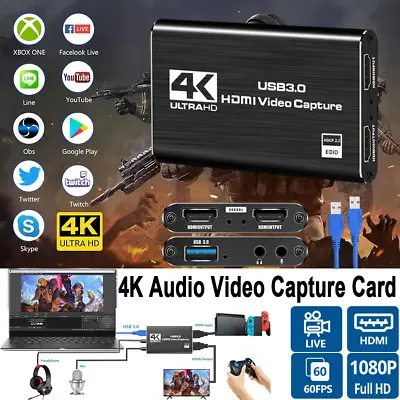 4K Audio Video Capture Card USB 3.0 HDMI Video Capture Device Full HD Recording • $20.98