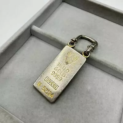 Gucci Key Ring Holder Charm Plate Crest Silver Gold Vintage • $105