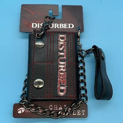 Disturbed Leather Wallet Vintage 2007 Bioworld New Trifold Chain Wallet #D1 • $19.99