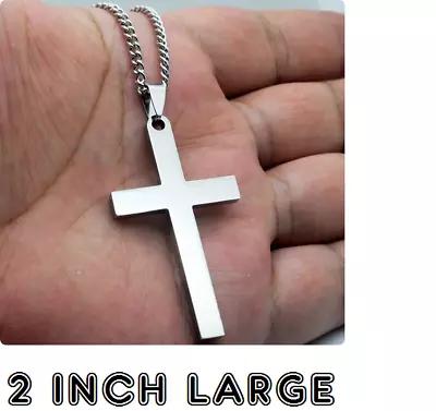 TODAY $9.88 = Men CROSS FAITH CHRISTIAN Pendant 925 Sterling Silver 22  Necklace • $9.88