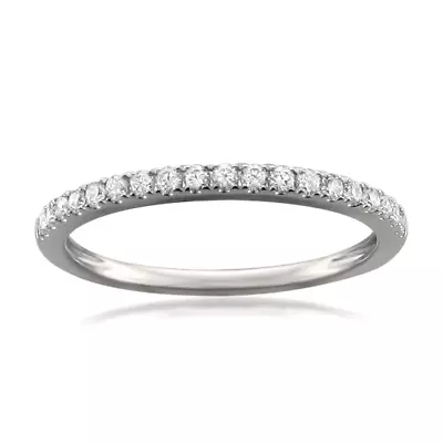 1/4 Cttw 14K White Gold Micro Pave Set Round Diamond Wedding Band For Womens • $449.99