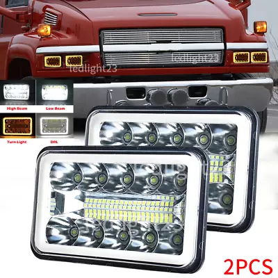 2x 4x6  DRL Hi-Lo Projector LED Headlights 120W Fit Chevy Mercury Plym Pontiac • $36.44