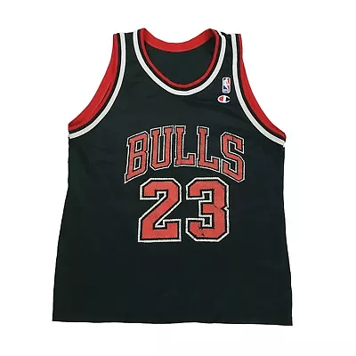 Vintage Champion Michael Jordan Chicago Bulls Jersey Black Mens Sz 40? USA Made • $33.66