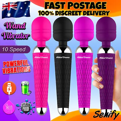 10 Speed Rechargeable Dildo Wand Vibrator Clit Stimulator AV Female Big Sex Toy • $24.95