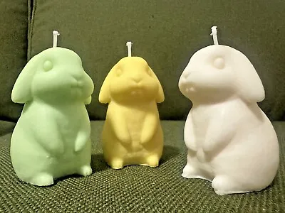 Easter Bunny Soy Candles 2-4  Pieces Handmade Multicoloured Bunny Candles • £8