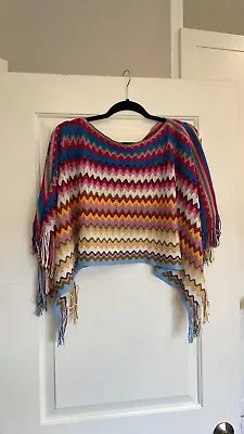 Missoni Knit Fringe Poncho • $200