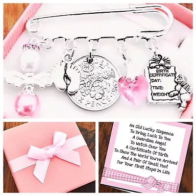 LUCKY SIXPENCE NEW BABY Newborn Gift GIRL/BOY Gift Box & Gift Card • £4.95