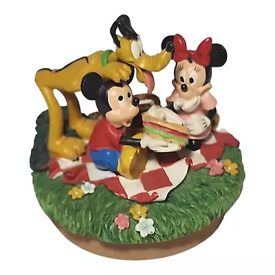 Disney Mickey Mouse Minnie And Goofy Picnic Jar Candle Topper Rare  • $13.91