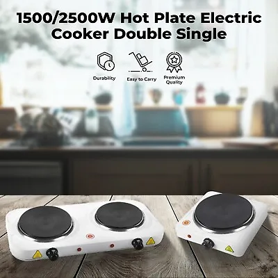 Hot Plate Electric Cooker Double Single Portable Table Top Hob 1500/2500W • £14.90