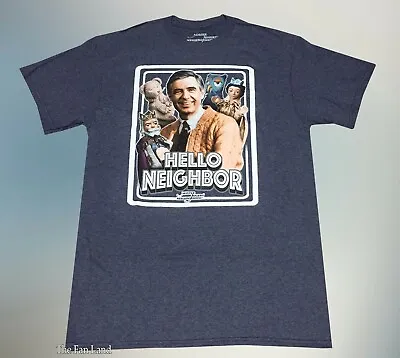 New PBS Mister Mr. Rogers Hello Neighborhood Heathered Navy Mens Vintage T-Shirt • $17.95