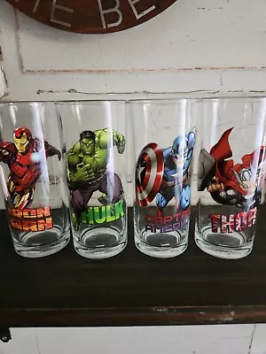 Marvel Super Hero Glasses Set Of 4 Hulk Thor Iron Man Capt America • $25