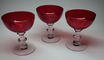 Set Of 3 MORGANTOWN RADIANT SPANISH RED 4.5  FOOTED SHERBET • $24.99