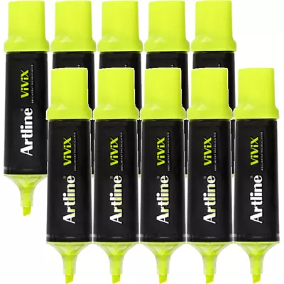 NEW 10x Artline Vivix Highlighters Chisel Tip Liquid Yellow Box • $17.35