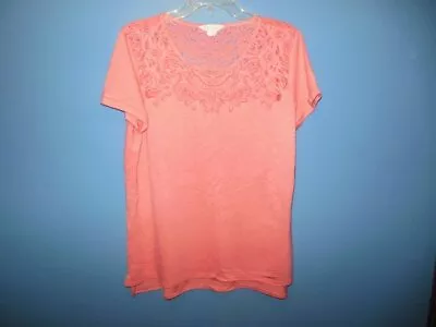 Ladies Wonder Peach Colored Top Large Burn Out Pattern At Neckline • $9.99