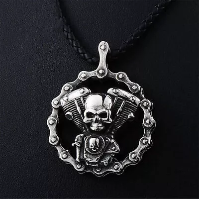 New Mens Stainless Steel Motorcycle Chain Biker Skull Pendant Necklace Men • $6.99