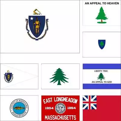 Massachusetts Flag Bay Naval Governor Barnstable East Longmeadow Liberty Tree • $4.80