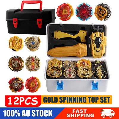 12PCS Beyblade Gold Burst Set Spinning With Grip Launcher+Portable Box Kids Gift • $37.99