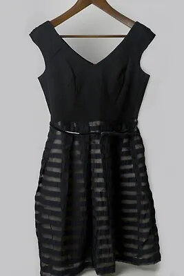£39.99 • Buy Coast Black Dress /Size 16 / Striped / Fit And Flair 50's Style / Good Condition