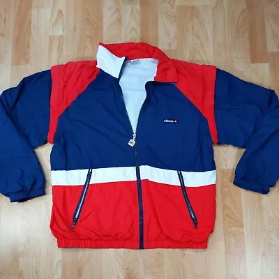 Vintage 90s Ellesse Full Zip Windbreaker Track Jacket Unisex Med Color Block  • $49.99