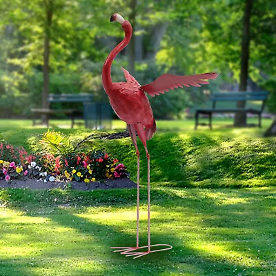 Large 49  Pink Metal Art Flamingo Bird Garden Outdoor Stake Yard Art Statue • $65.55