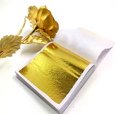 10x Imitation Gold Leaf Sheets Gold Foil Gilding Art Craft Metallic Transfer DIY • £1.99