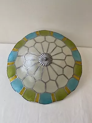 Retro Large Capiz Shell Lampshade Pastels Shade Ceiling Pendant Diameter 14  • £22.99