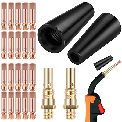 24Pcs MIG Welding Kit Flux Core Gasless Nozzle 0.8/0.9mm Brass Welding Tips ♫ • $18.99