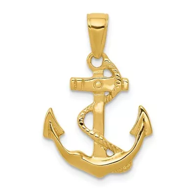 14k 14kt Yellow Gold Solid Polished Anchor Pendant 24mm X 11mm • $242