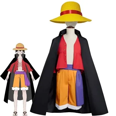 2022 Anime Cosplay One Piece Monkey D Luffy Halloween Costume Outfit Cloak Coat • $58.99