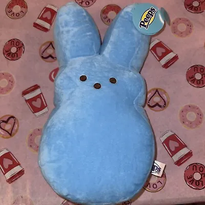 NWT 15  PEEPS Marshmallow Plush Bunny Easter Gift Soft BLUE Fluffy Pillow • $18.50