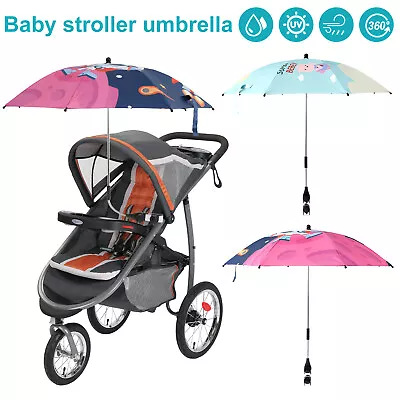 Baby Stroller Umbrella Adjustable Stroller Parasol With Clamp Sun ZhtHS • $26.49