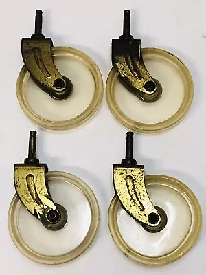 $25 • Buy Lot Of 4 Vintage Clear Plastic Acrylic Casters 3  Diameter Wheel *One Is Warped