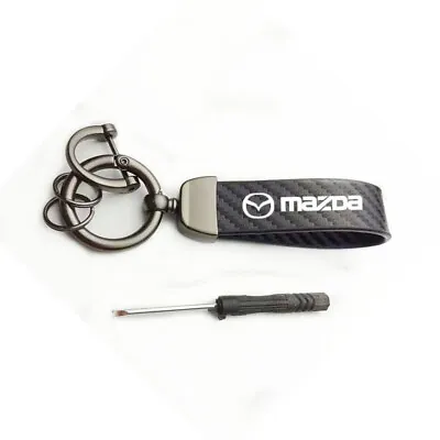 Carbon Fiber Color Mazda Key Ring Keychain Fob For CX-5 RX-7 MX-5 RX-8 3 6 Miata • $13.19