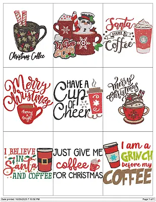 Collection Christmas Coffee Quotes Embroidery Machine Designs Collection Pes • $9.95