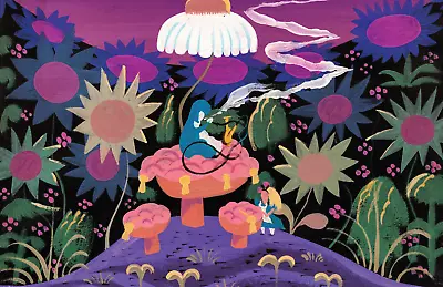 Mary Blair Disney Alice In Wonderland Meets Smoking Hookah Caterpillar Poster • $19.49