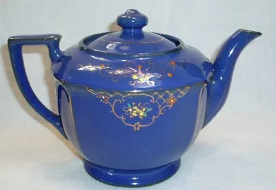 Beautiful BLUE ORIENTAL THEMED TEAPOT WITH LID & BUILT IN STRAINER Made In Japan • $15.40