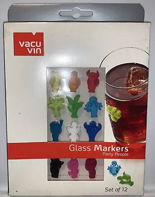 $6.99 • Buy Vacu Vin Party People Wine Drinking Glass Markers - Set Of 12 Silicone Figures