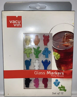 $6.99 • Buy Vacu Vin Party People Wine Drinking Glass Markers - Set Of 12 Silicone Figures