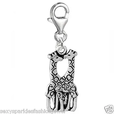 Clip On Giraffe In Love Charm Pendant For Bracelets Or Necklaces …3712 • £7.39
