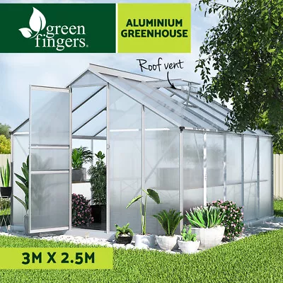 Greenfingers Greenhouse Aluminium Polycarbonate Green House Garden Shed 3x2.5M • $424.95