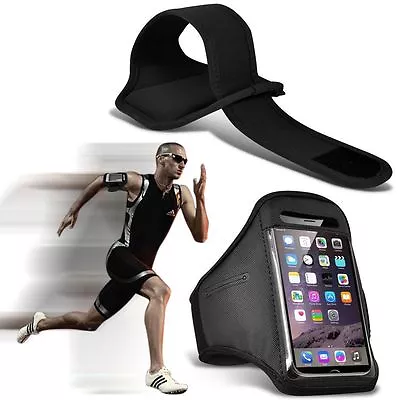 Quality Sports Armband  Gym Running Workout Belt Strap Phone Case Cover✔Black • £6.95