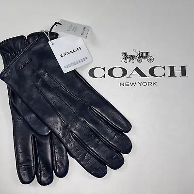 COACH Men's Gloves Size S Midnight Blue Sheep Leather Wool NAPA TECH $150 NEW • $109.95