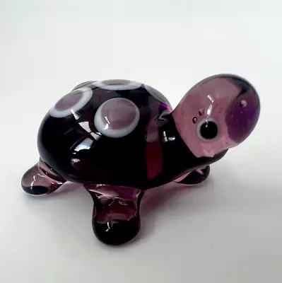 Murano Glass Handcrafted Unique Lovely Baby Turtle Figurine Purple Color • $29.90